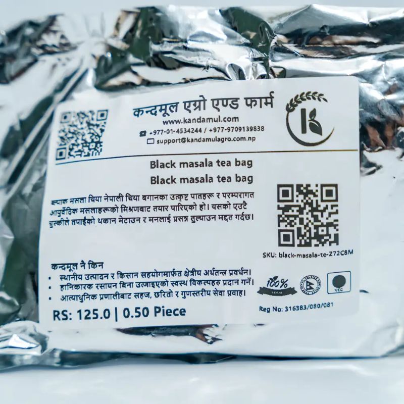 Black masala tea bag